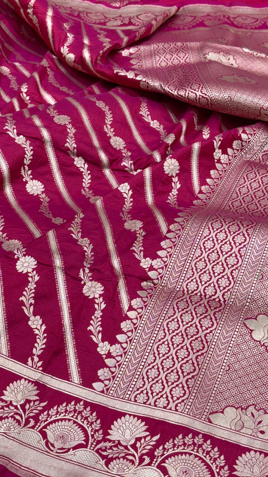 Dark Pink Pure Banarasi Katan Silk Saree