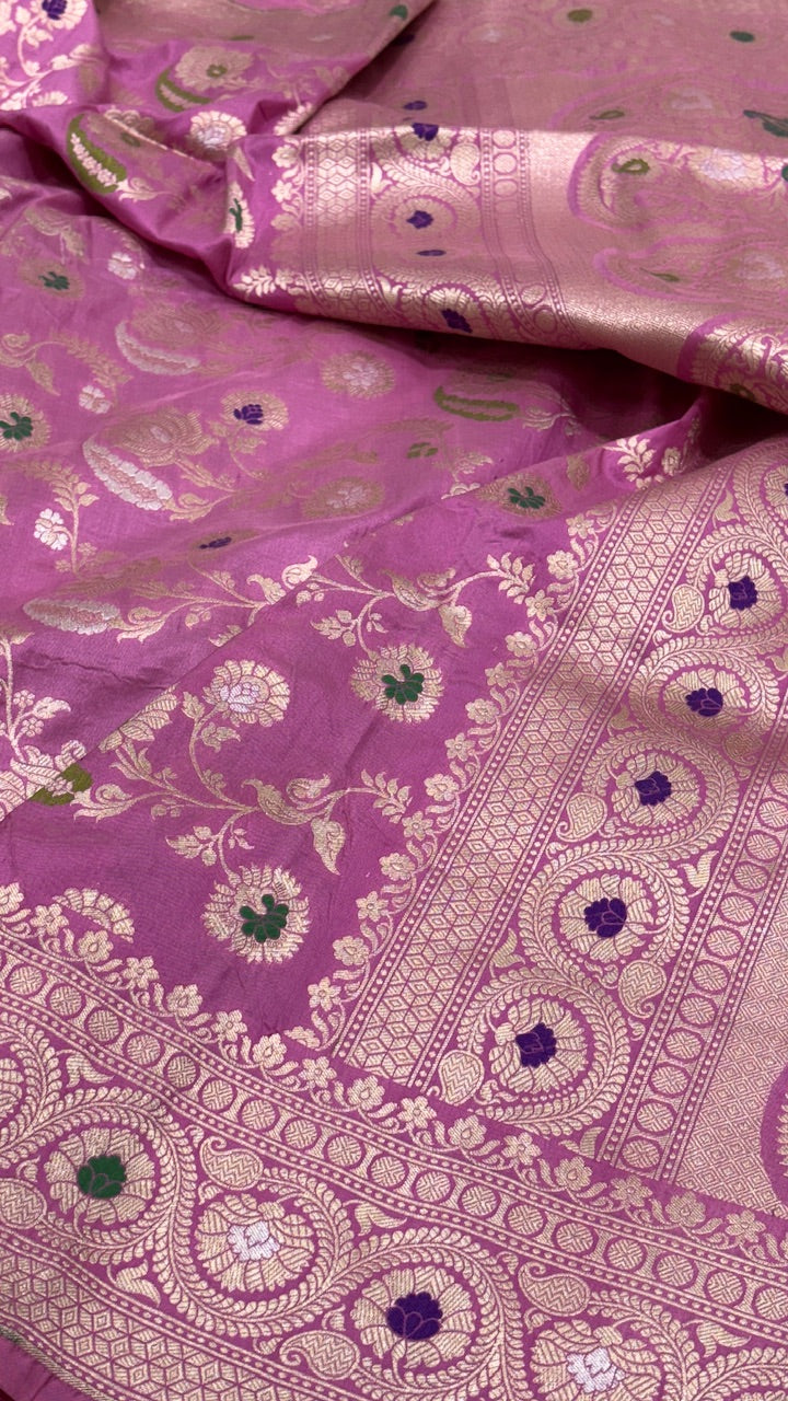 Orchid Colour Pure Banarasi Katan Silk Saree