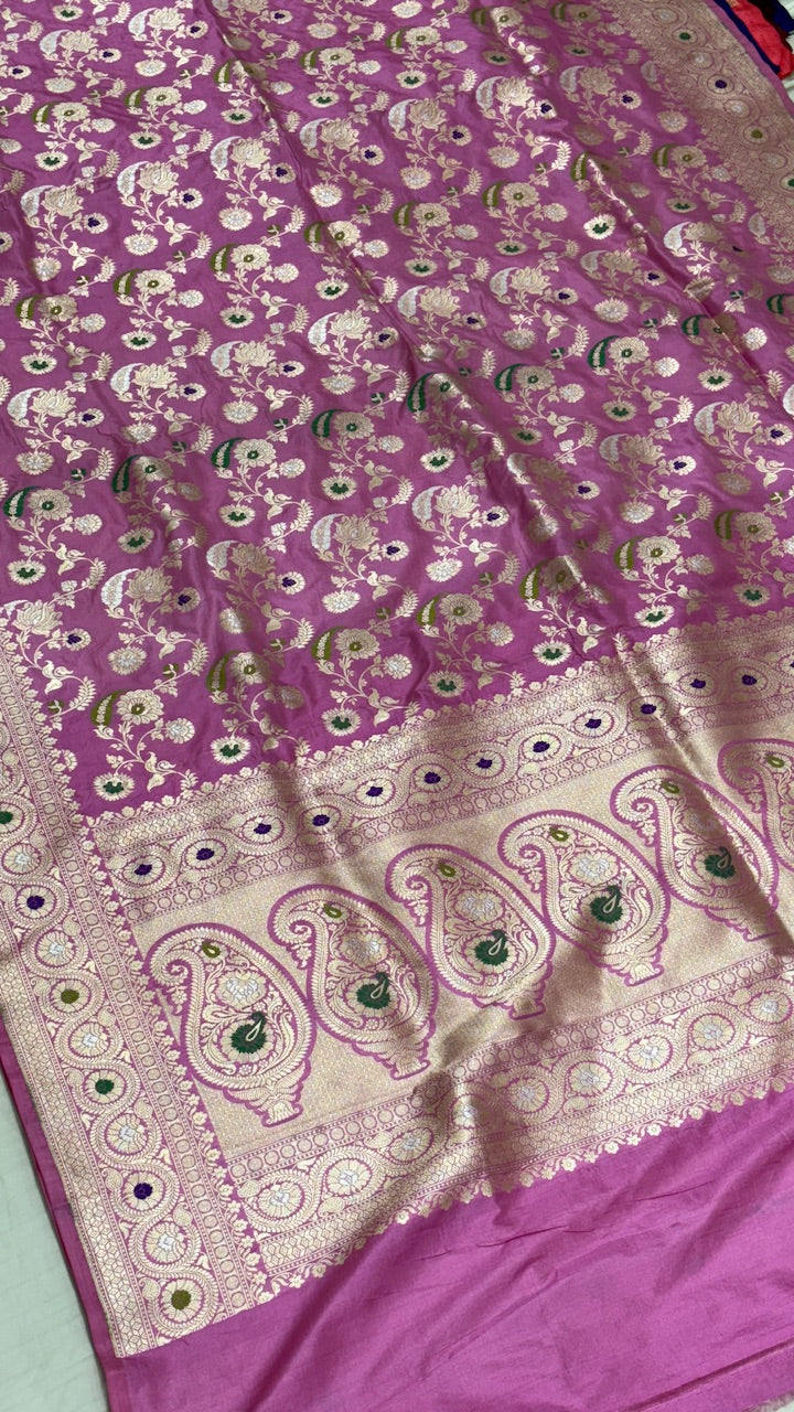 Orchid Colour Pure Banarasi Katan Silk Saree