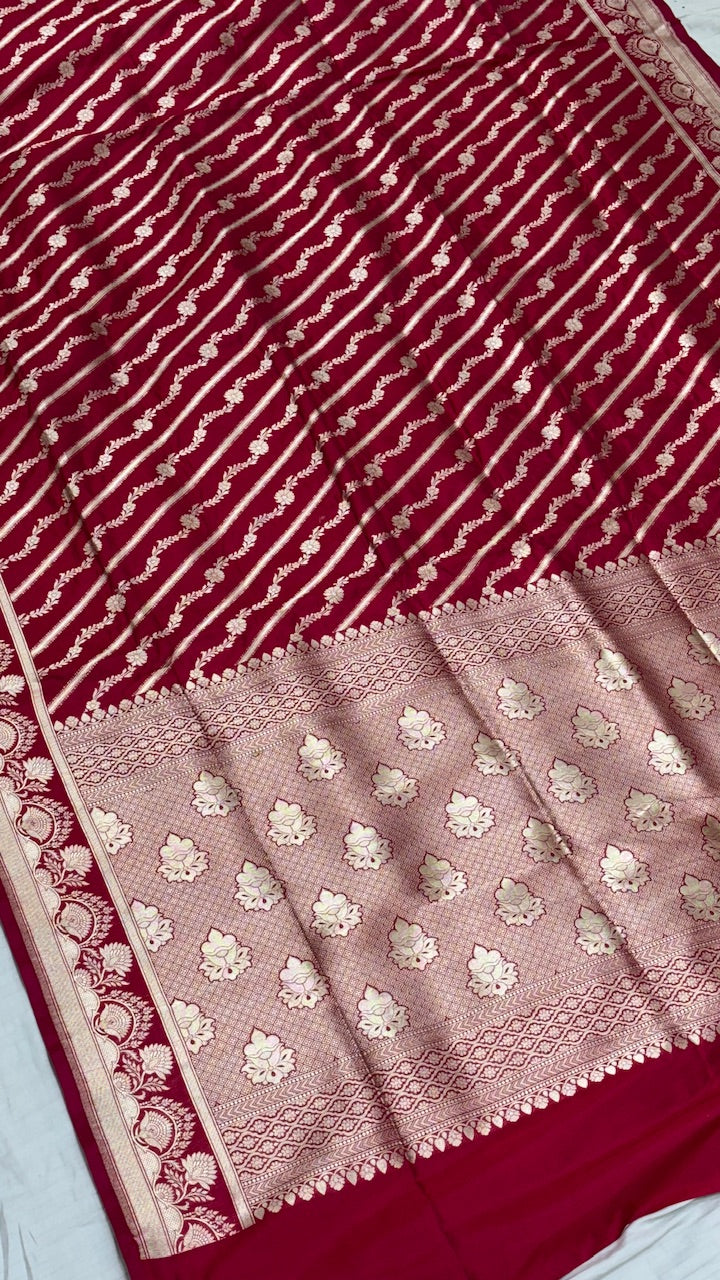 Dark Pink Pure Banarasi Katan Silk Saree