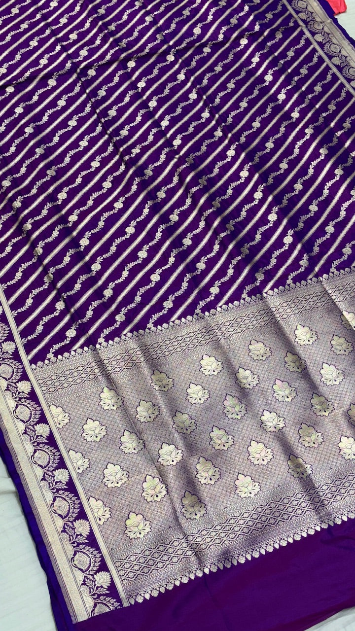 Purple Pure Banarasi Katan Silk Saree
