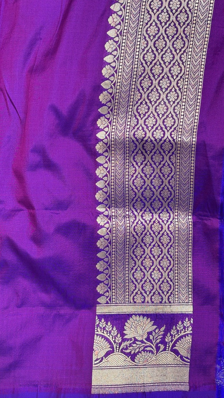 Purple Pure Banarasi Katan Silk Saree