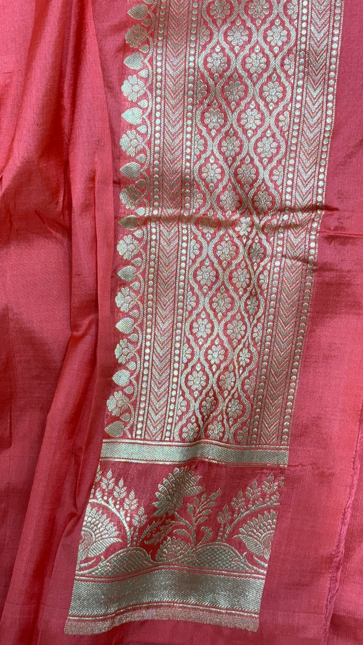 Pink Pure Banarasi Katan Silk Saree