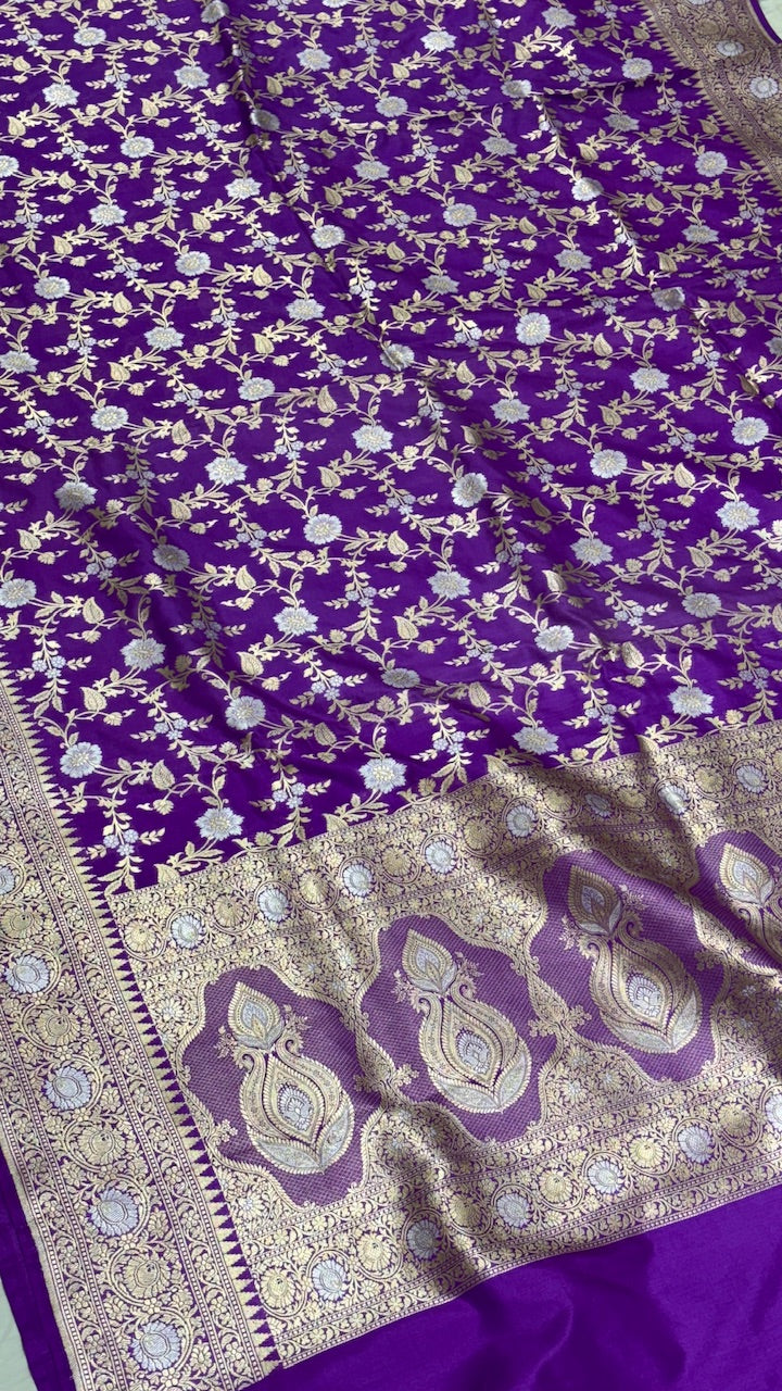 Purple Pure Banarasi Katan Silk Saree