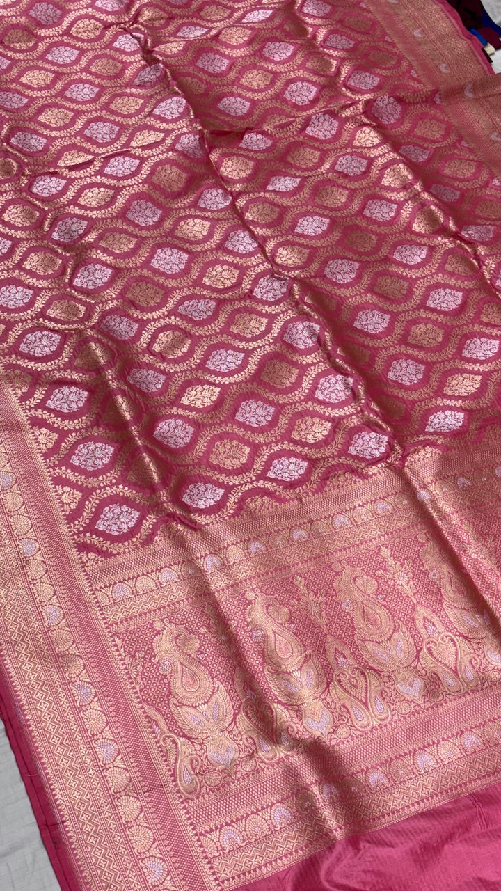 Pink Pure Banarasi Katan Silk Saree