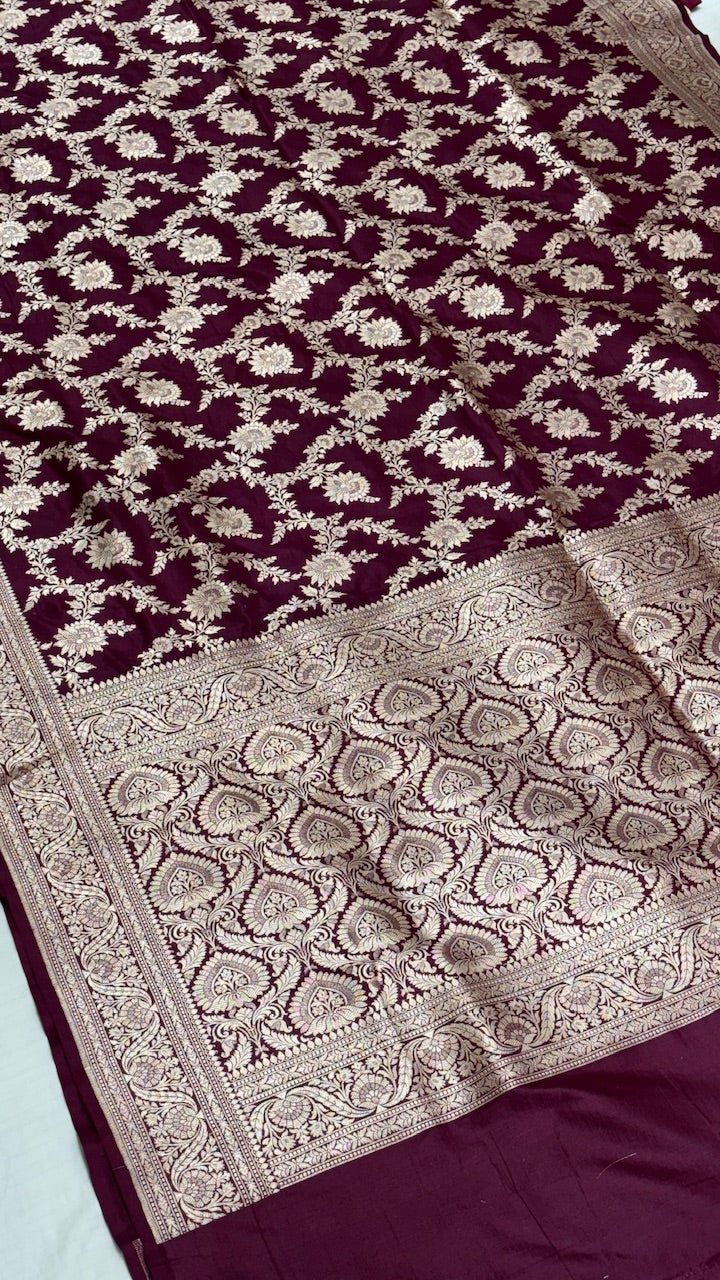 Brown Pure Banarasi Katan Silk Saree