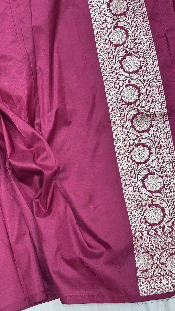 Deep Brown Pure Banarasi Katan Silk Saree