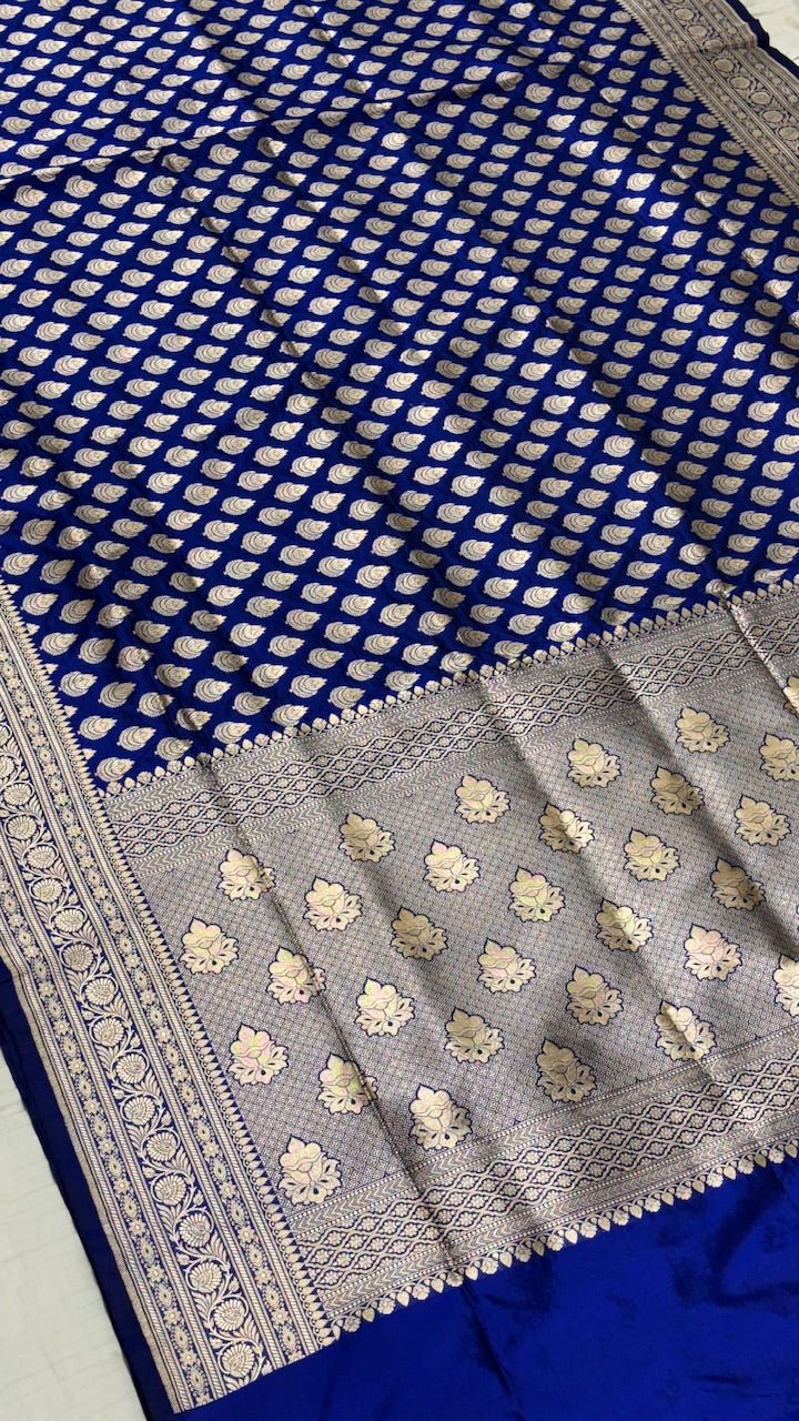 Blue Pure Banarasi Katan Silk Saree