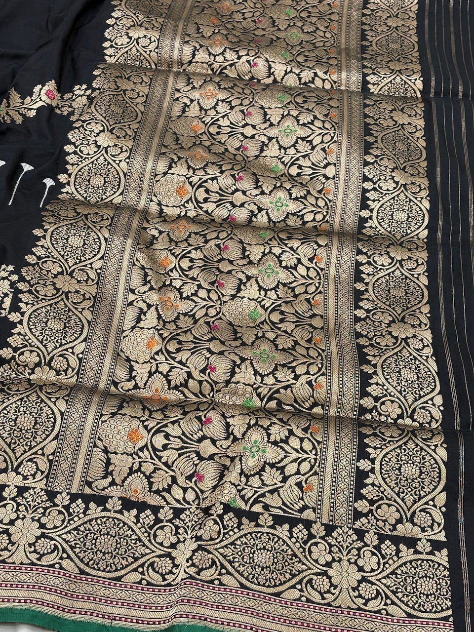 Black Banarasi Pure Katan Silk Handwoven Saree