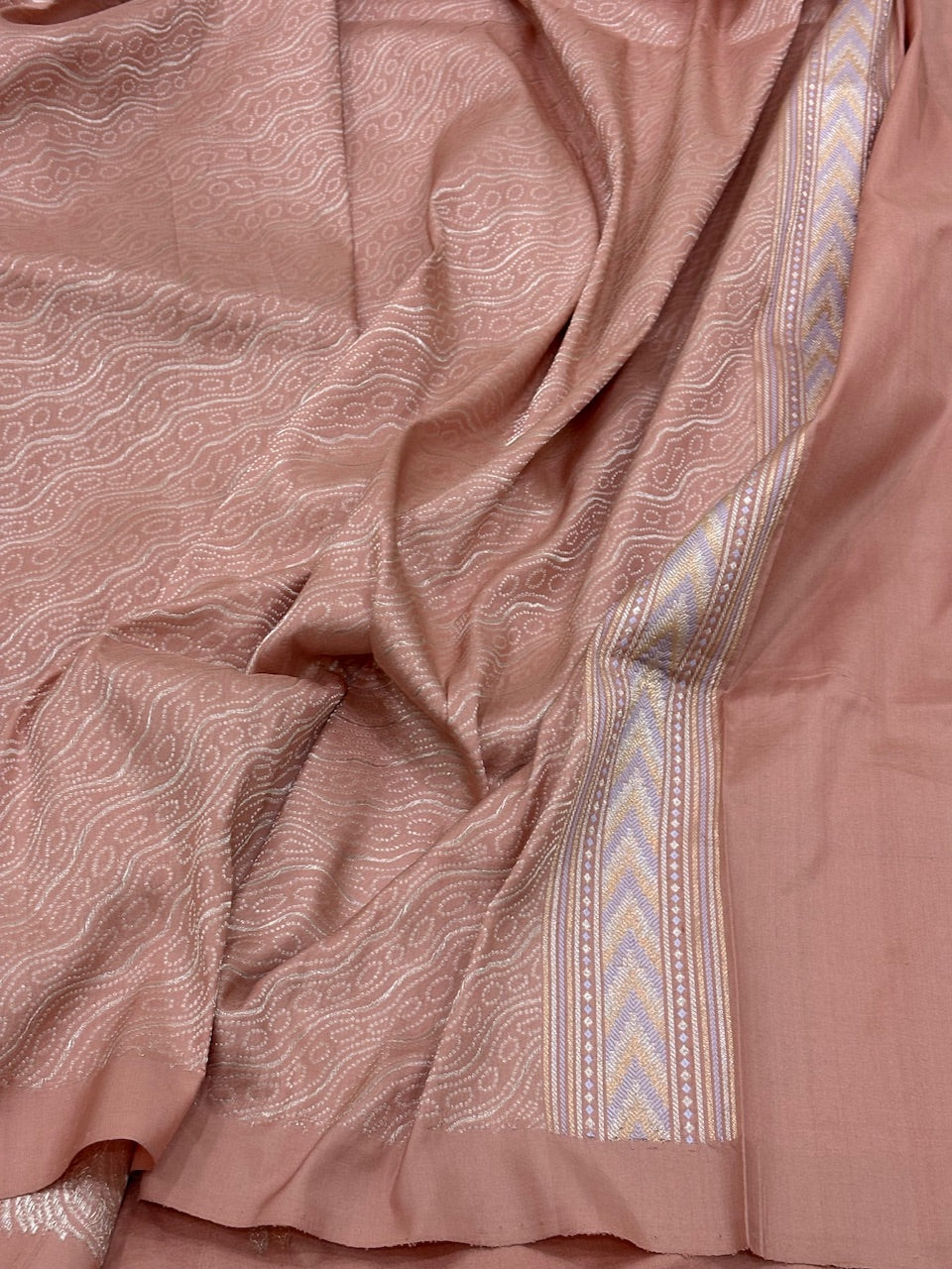 Peach Banarasi Pure Katan Silk Handwoven Saree