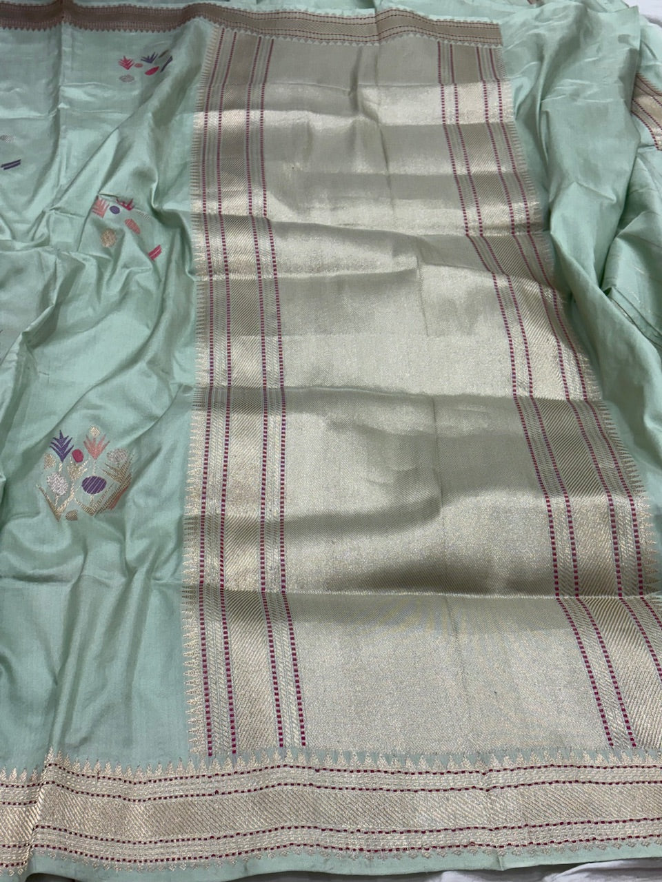 Sea Blue Banarasi Pure Katan Silk Handwoven Saree