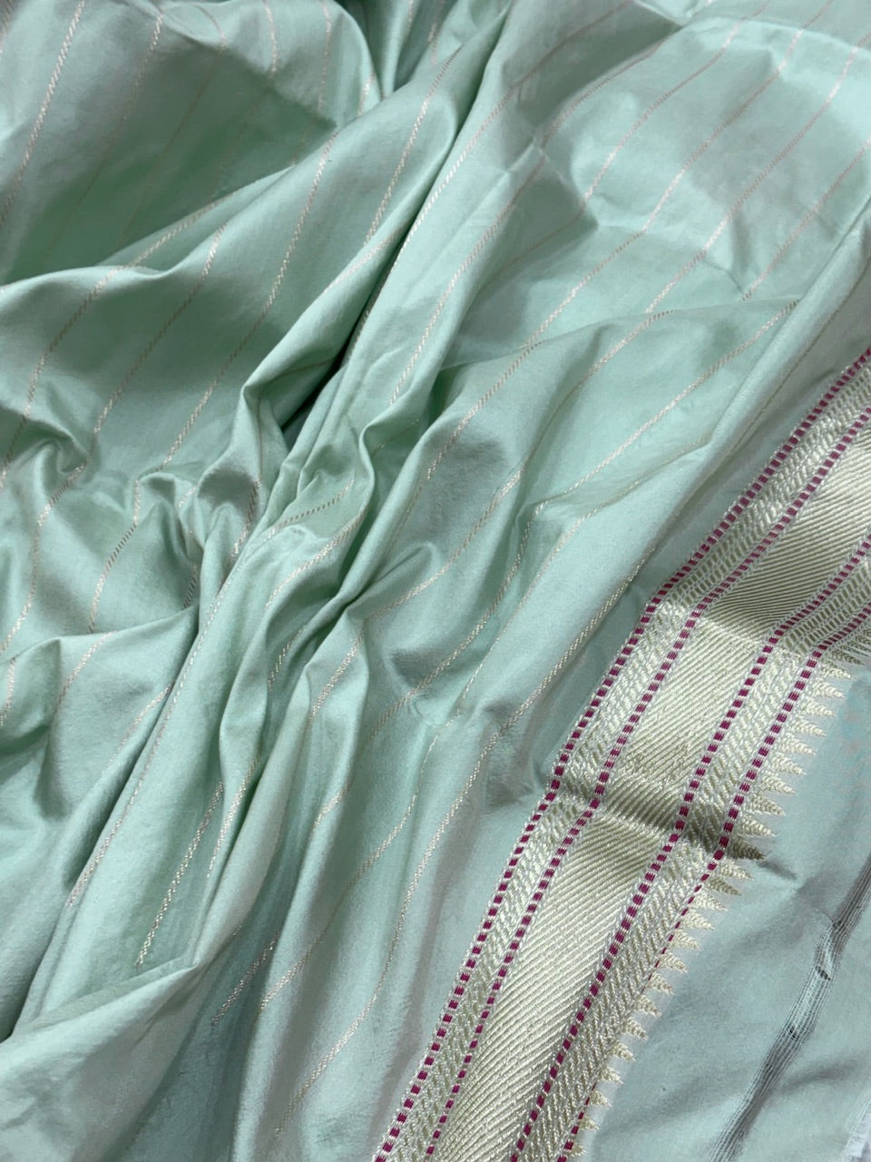 Sea Blue Banarasi Pure Katan Silk Handwoven Saree