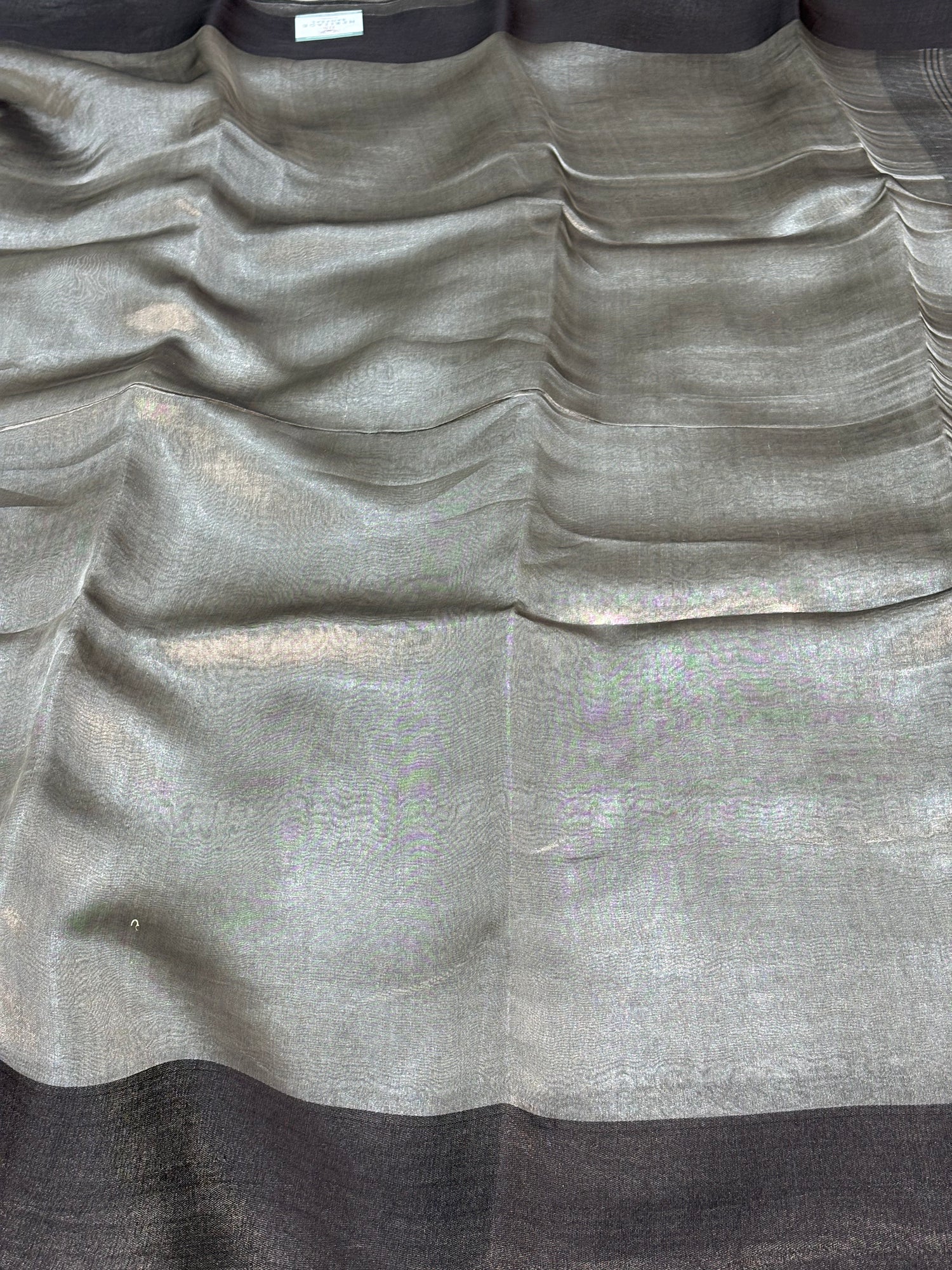 Molten Grey Pure Tissue Banarasi Saree with Satin Katan Silk Border