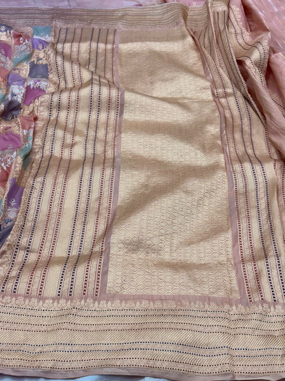 Peach Banarasi Pure Katan Silk Rangkaat Handwoven Saree