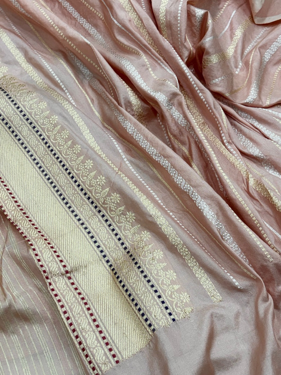 Peach Banarasi Pure Katan Silk Rangkaat Handwoven Saree