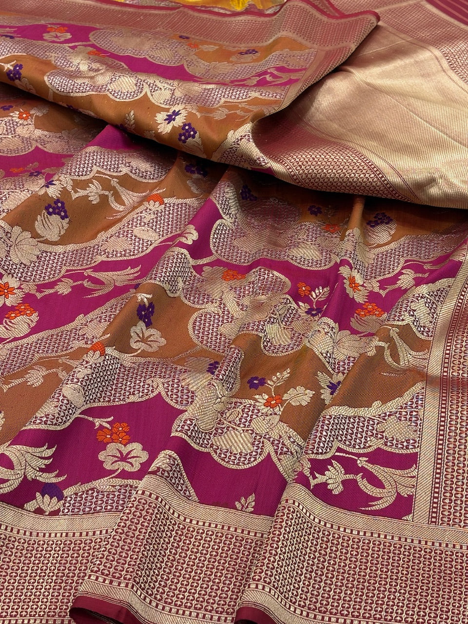 Maroon Banarasi Pure Katan Silk Rangkaat Handwoven Saree