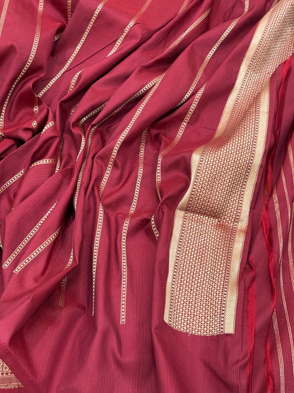 Maroon Banarasi Pure Katan Silk Rangkaat Handwoven Saree