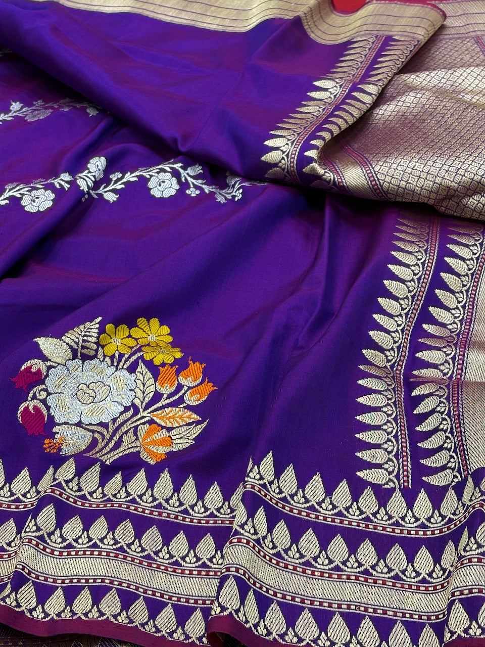 Purple Pure Banarasi Ektara  Silk Handwoven Saree