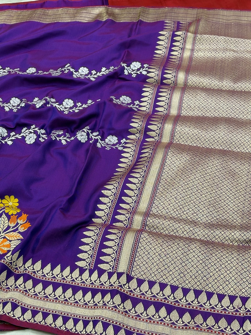 Purple Pure Banarasi Ektara  Silk Handwoven Saree