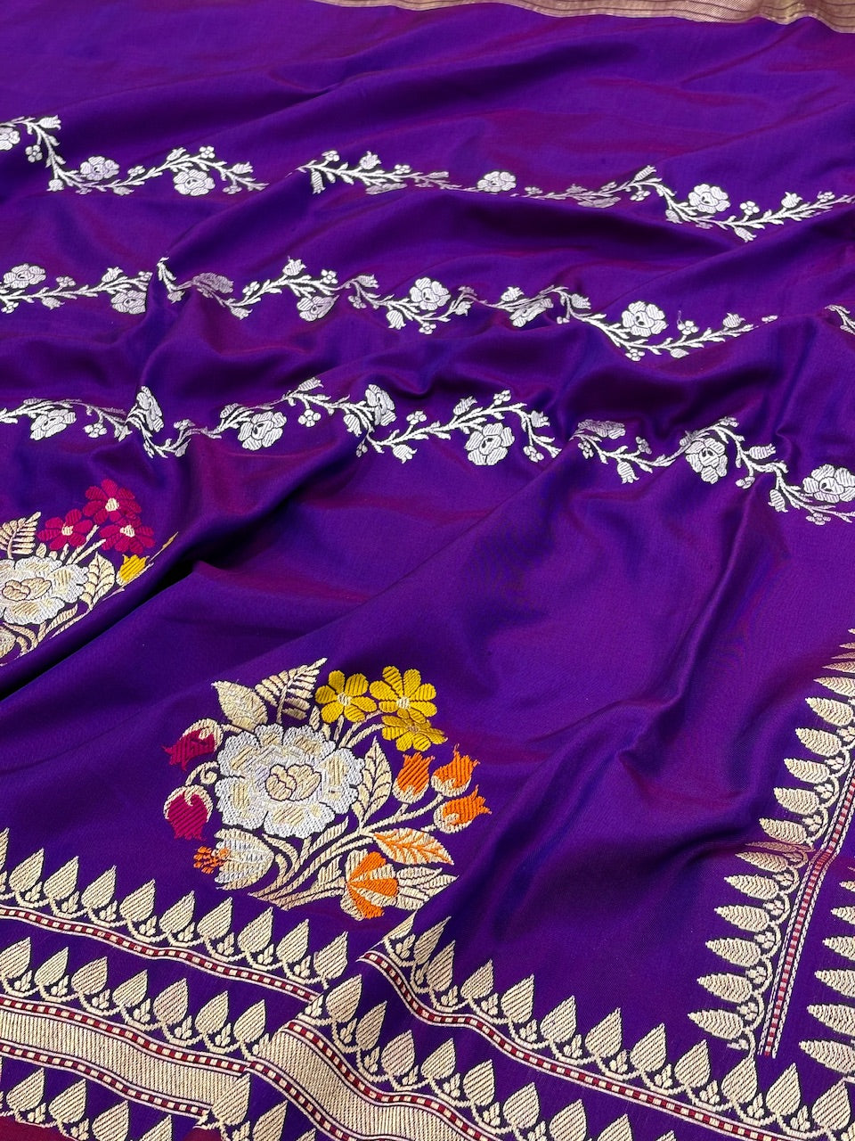 Purple Pure Banarasi Ektara  Silk Handwoven Saree