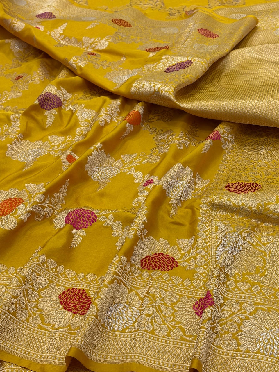 Yellow  Banarasi Pure Katan Silk Handwoven Saree
