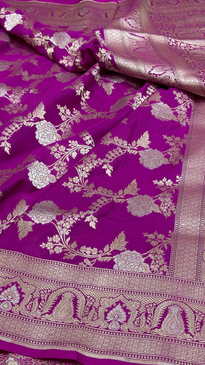 Pink Pure Banarasi Katan Silk Saree