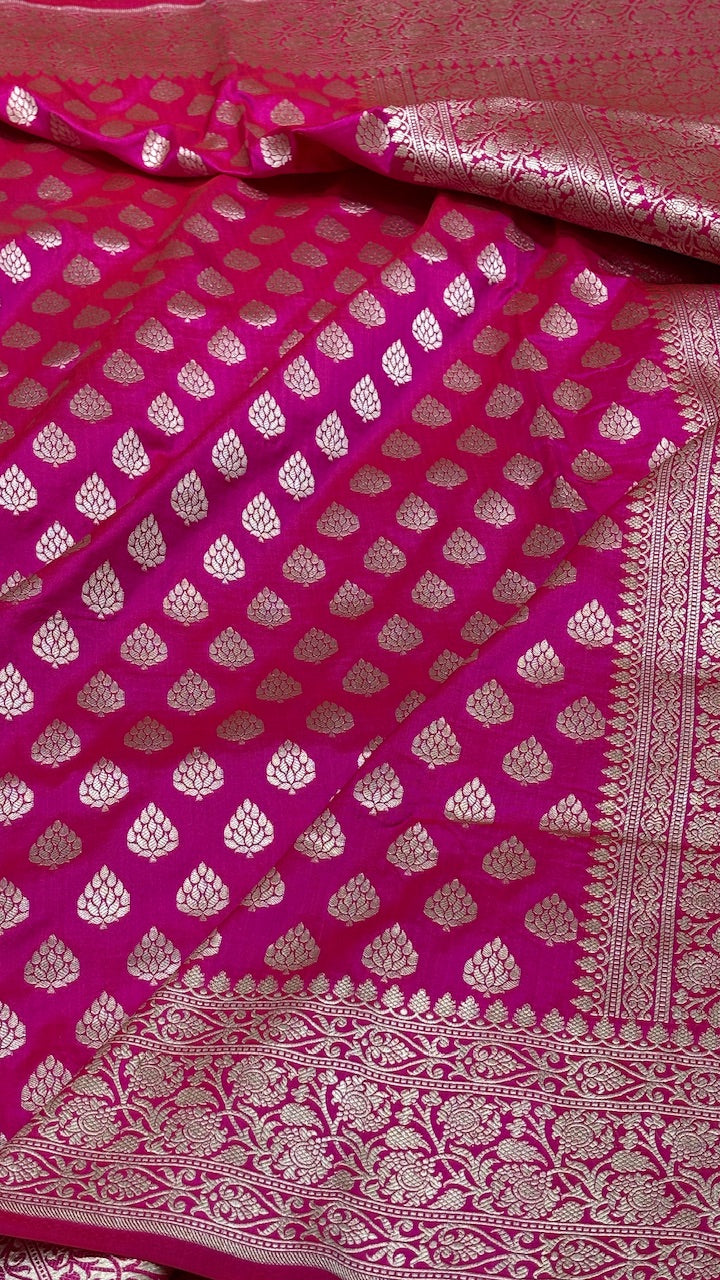 Pink Pure Banarasi Katan Silk Saree