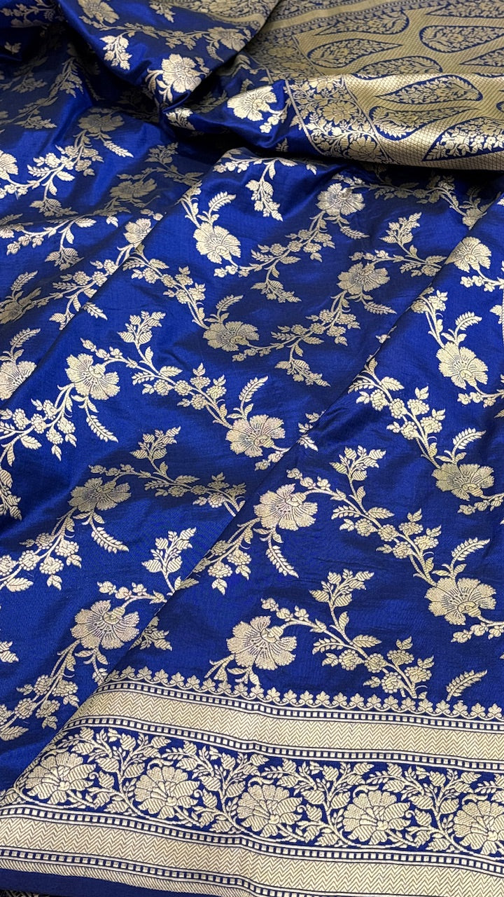 Blue Pure Banarasi Katan Silk Saree