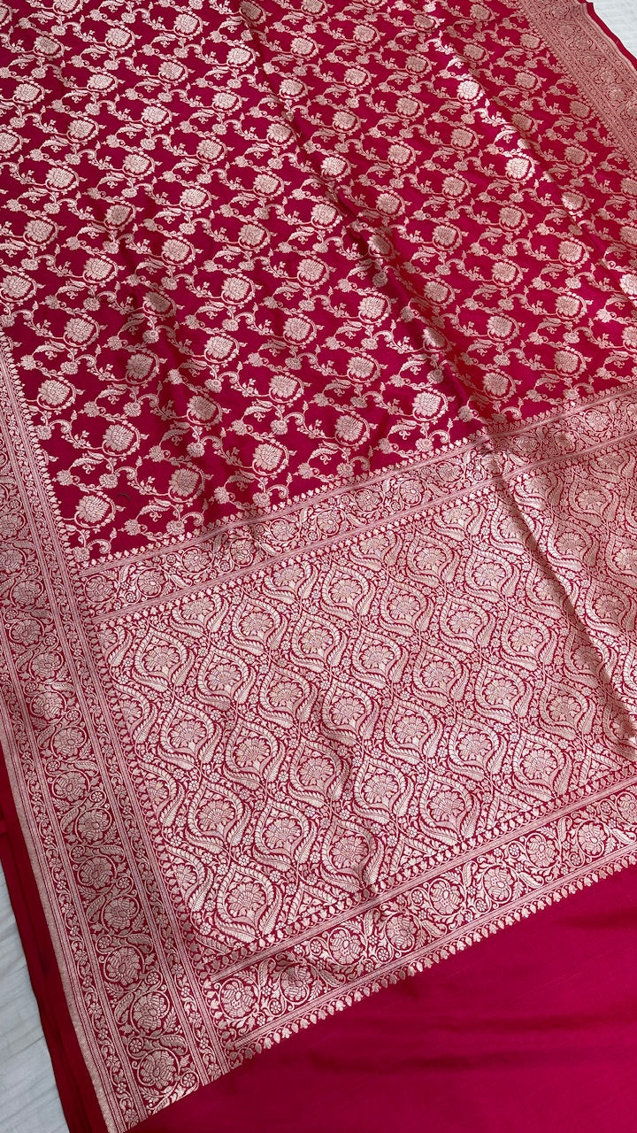 Red Pure Banarasi Katan Silk Saree
