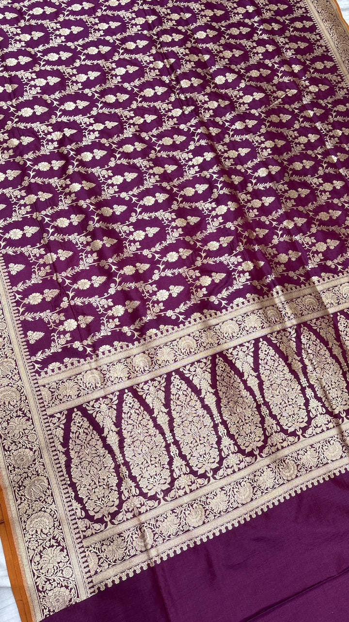 Purple Pure Banarasi Katan Silk Saree