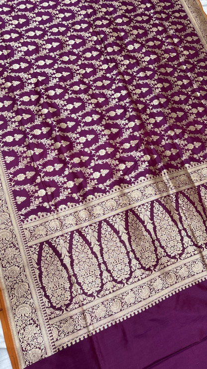 Purple Pure Banarasi Katan Silk Saree