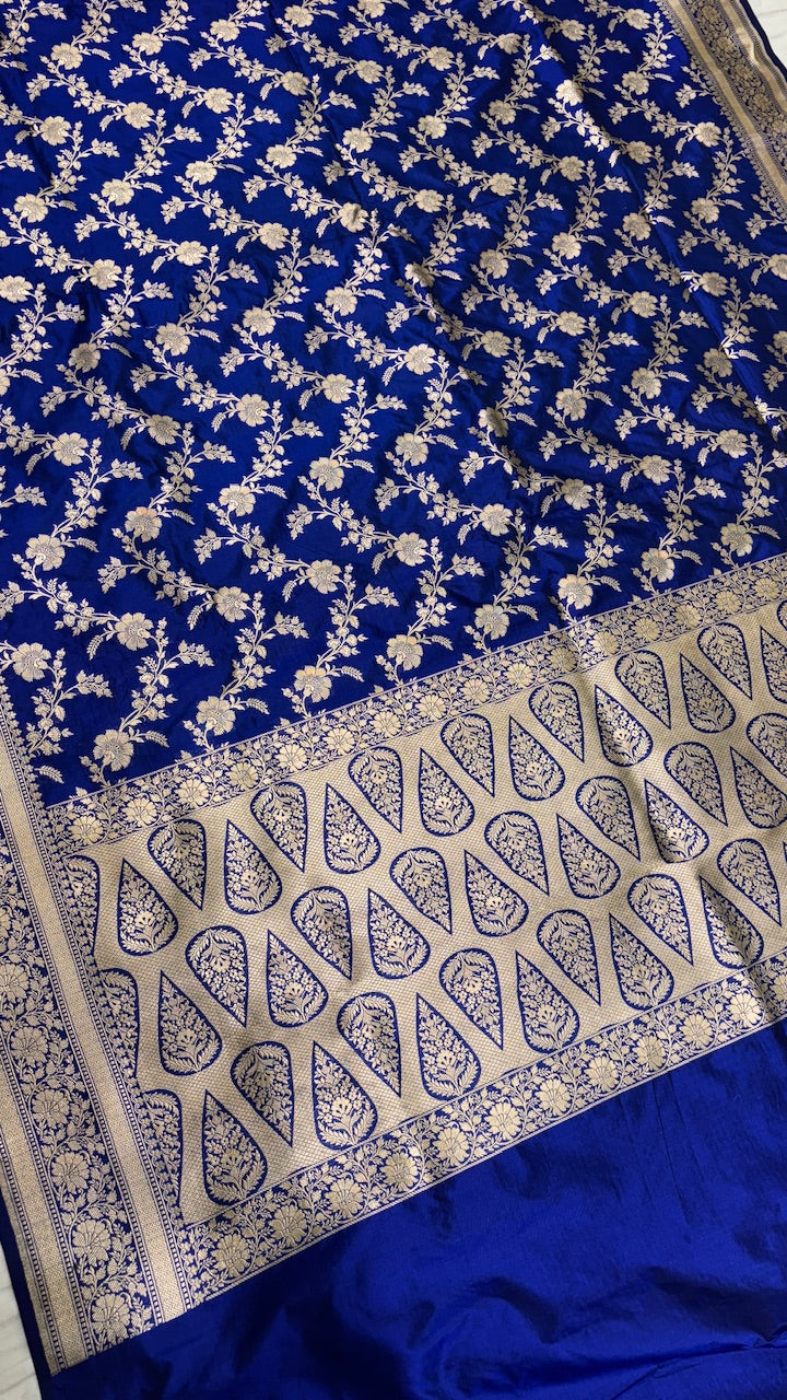 Blue Pure Banarasi Katan Silk Saree