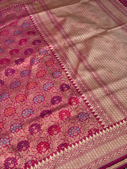 Carry Red Banarasi Katan Brocade Handwoven Silk Saree