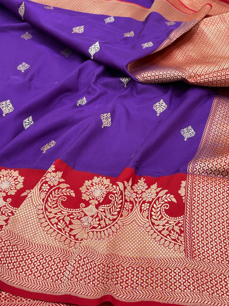 Purple Banarasi Pure Katan Silk Handwoven Saree