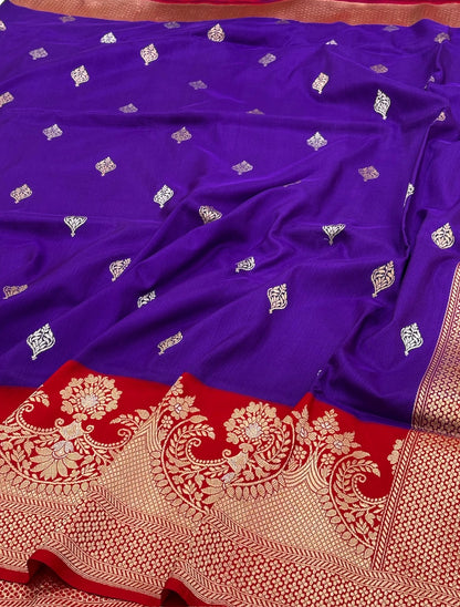 Purple Banarasi Pure Katan Silk Handwoven Saree