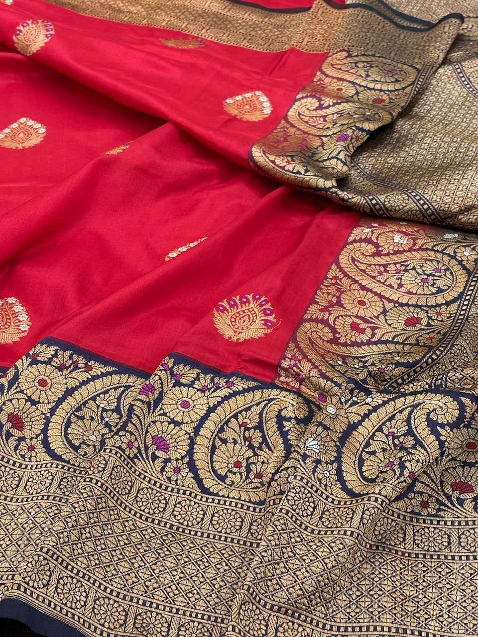 Red Banarasi Pure Katan Silk Handwoven Saree