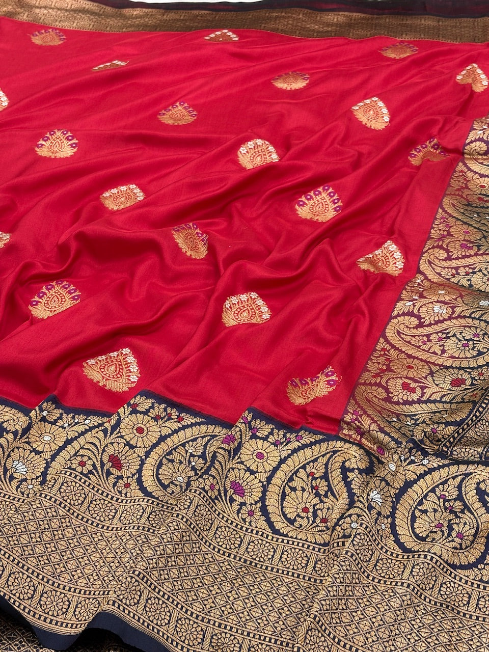 Red Banarasi Pure Katan Silk Handwoven Saree