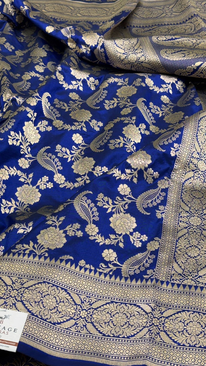 Blue Pure Banarasi Katan Silk Saree