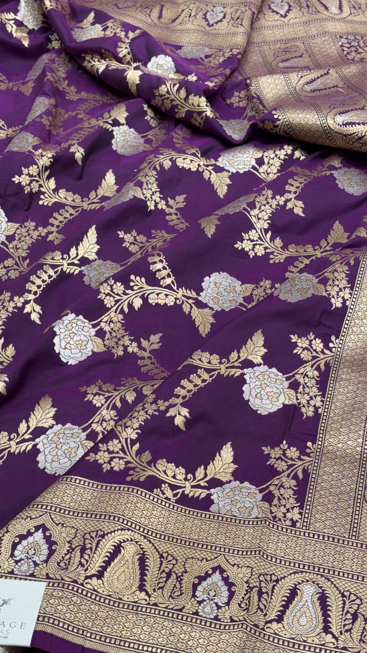 Purple Color Pure Banarasi Katan Silk Saree