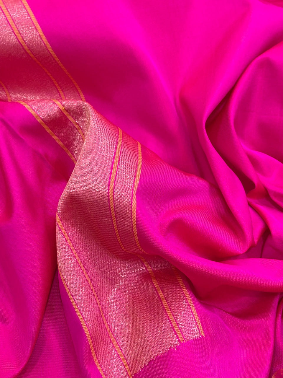 Hot Pink Banarasi Ektara Silk Handwoven Saree with Real Zari