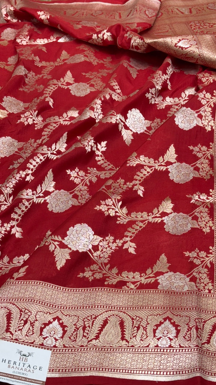 Red Pure Banarasi Katan Silk Saree