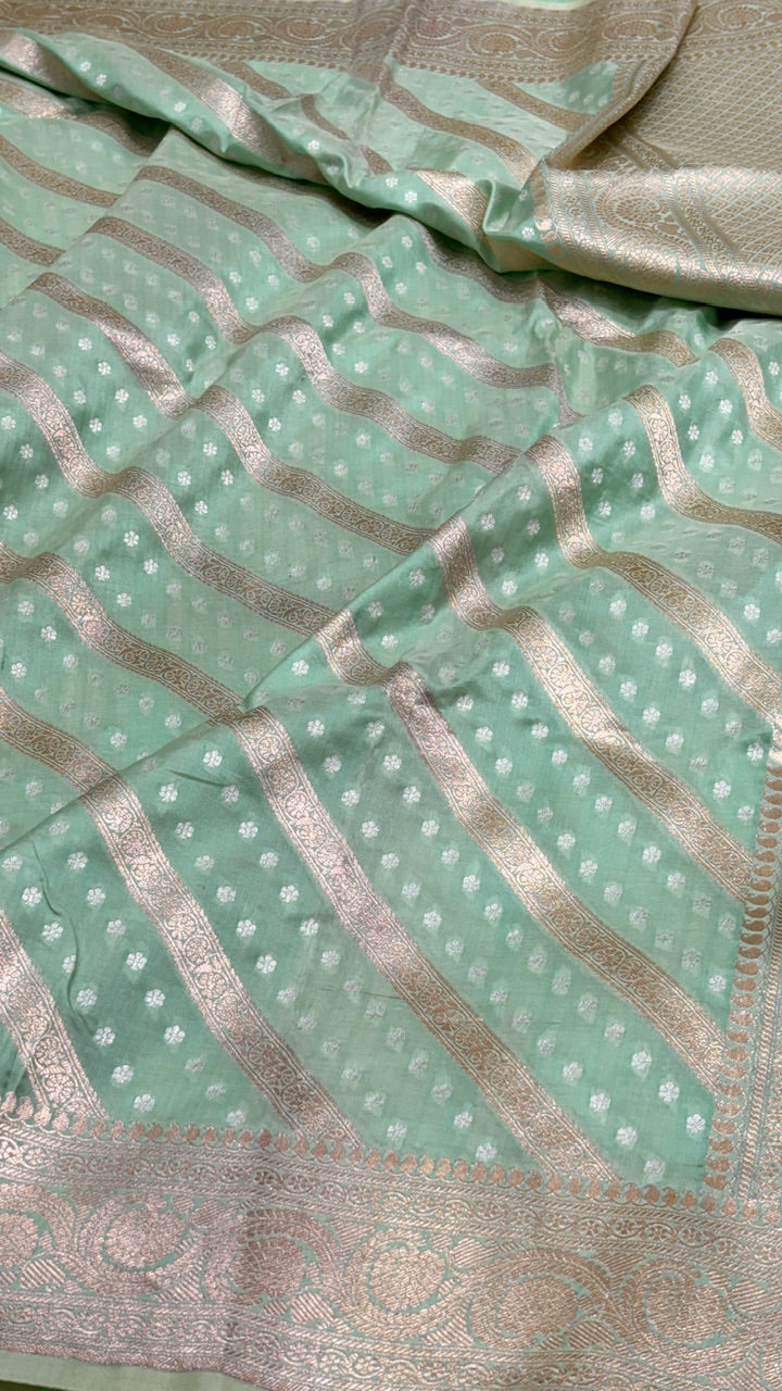 Mint Color Pure Banarasi Katan Silk Saree