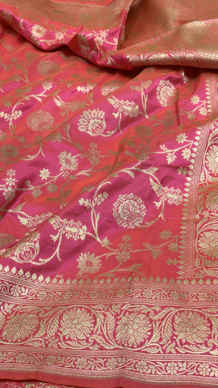 Pink Pure Banarasi Katan Silk Saree