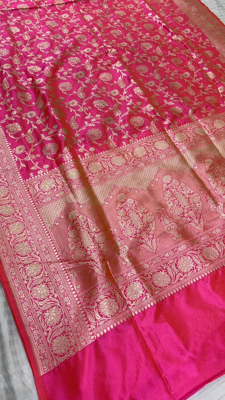 Pink Pure Banarasi Katan Silk Saree