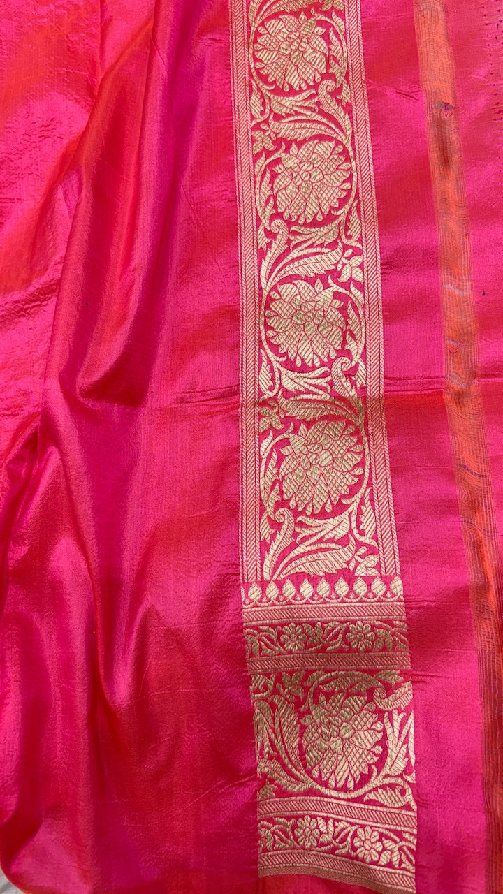 Pink Pure Banarasi Katan Silk Saree