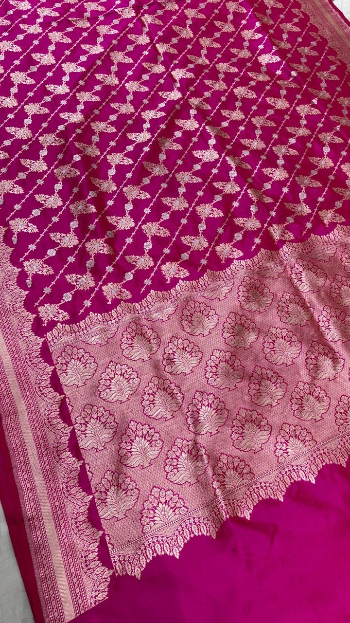 Pink Pure Banarasi Katan Silk Saree