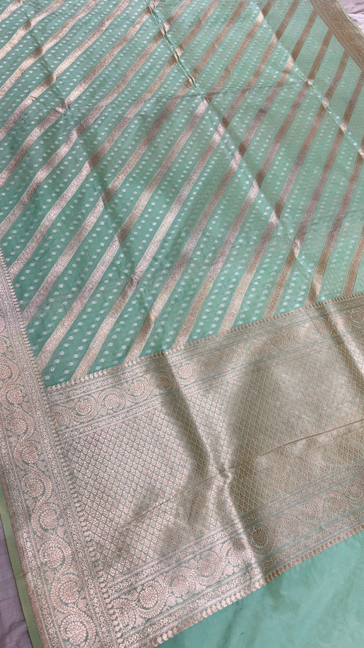 Mint Color Pure Banarasi Katan Silk Saree
