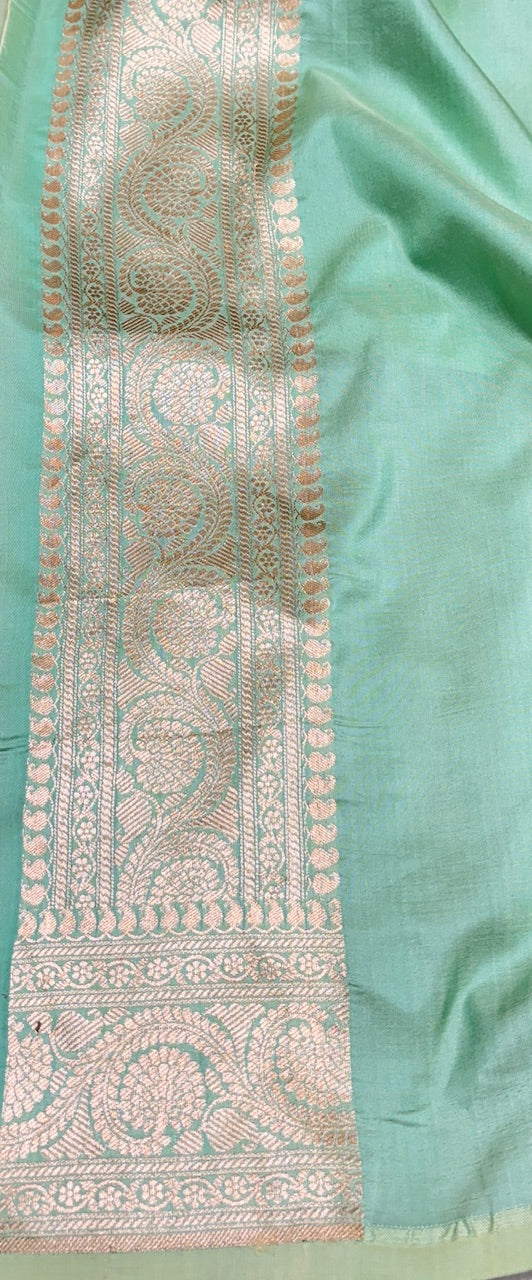 Mint Color Pure Banarasi Katan Silk Saree