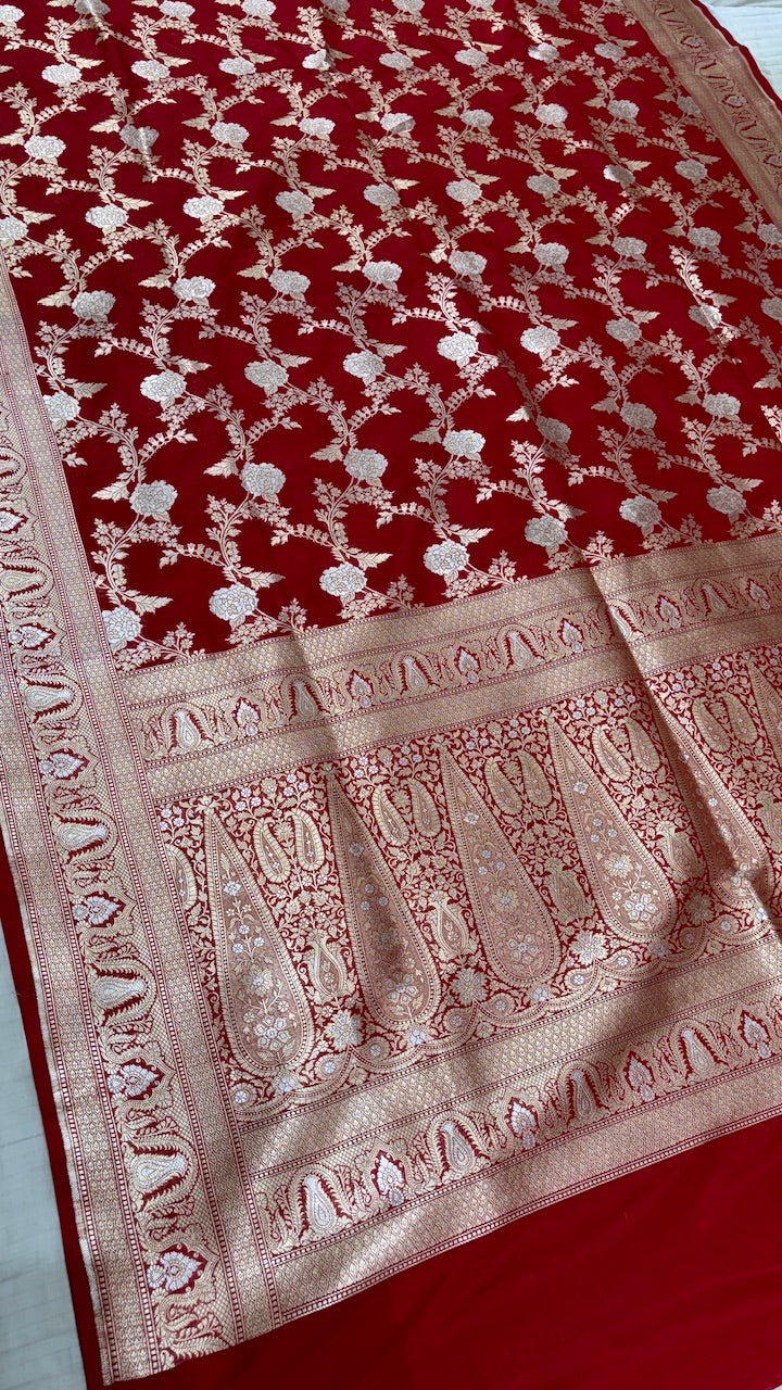 Red Pure Banarasi Katan Silk Saree