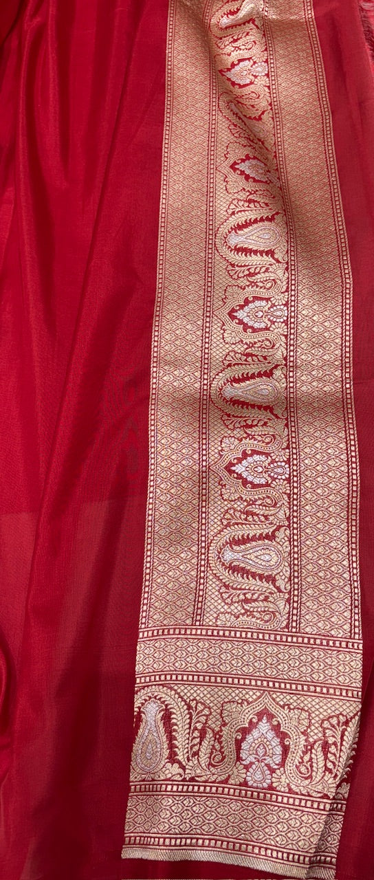 Red Pure Banarasi Katan Silk Saree